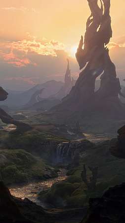 Fantasy landscape Mobiele Verticaal achtergrond