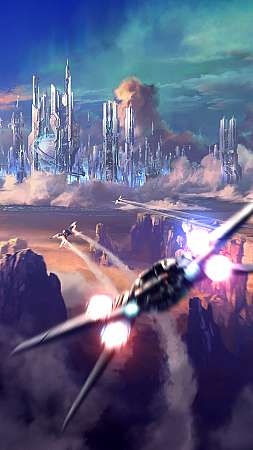 Sci-fi city Mobiele Verticaal achtergrond