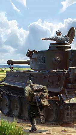 Tank Squad key illustration: A Tiger's close encounter Mobiele Verticaal achtergrond