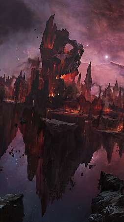 Warhammer Total War 3 Demonic Fortress Mobiele Verticaal achtergrond