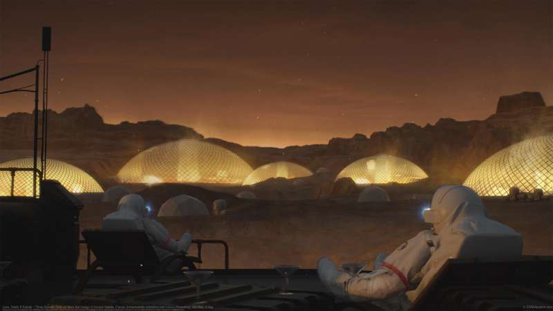Love, Death & Robots - 'Three Robots', Cats on Mars Set Design achtergrond