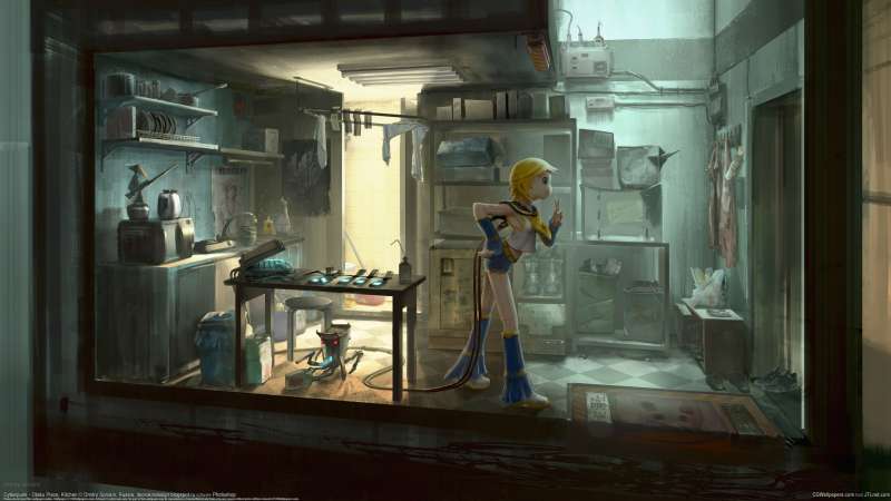 Cyberpunk - Otaku Place, Kitchen achtergrond