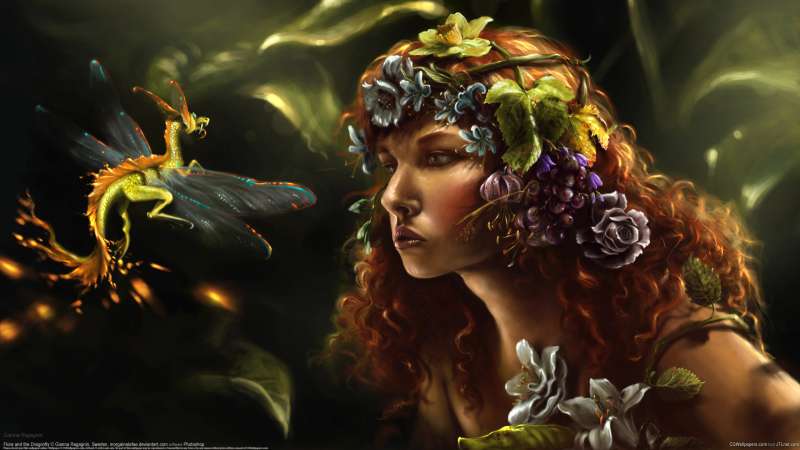 Flora and the Dragonfly achtergrond