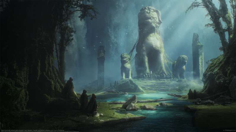 Giant forest with statues early concept achtergrond