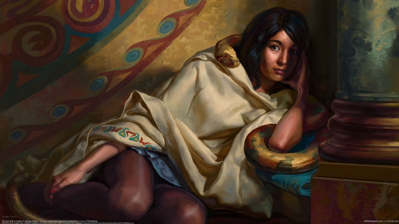 The girl with a snake achtergrond