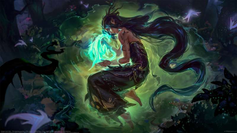 Dragon and Girls - The sleeping guardian of the forest achtergrond