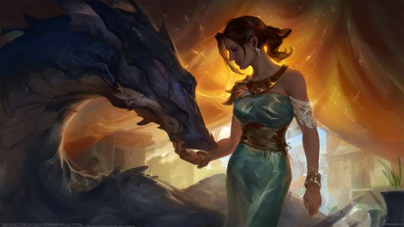 Dragon and girl achtergrond