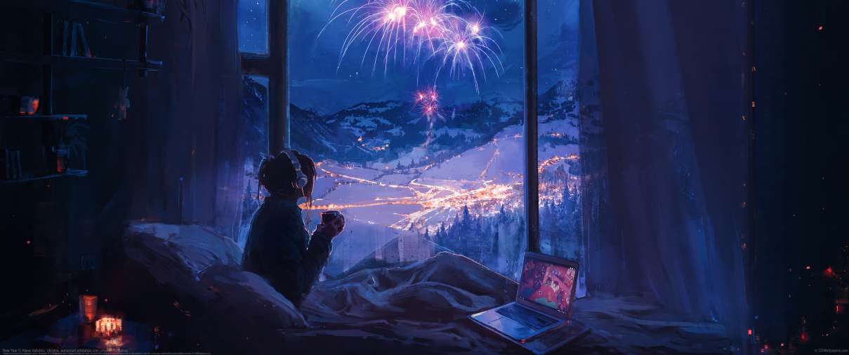 New Year ultrawide achtergrond