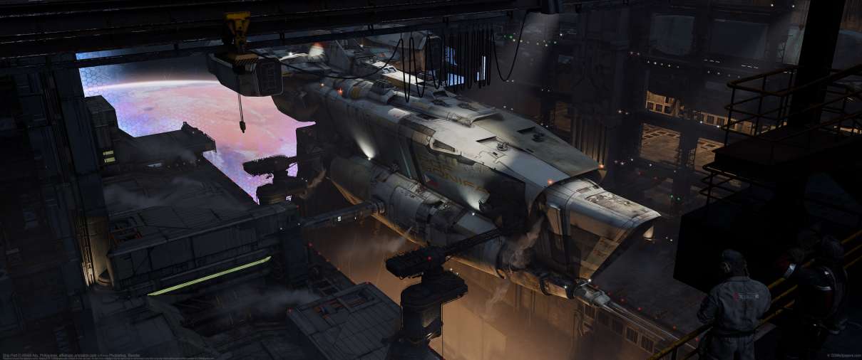 Ship Port ultrawide achtergrond