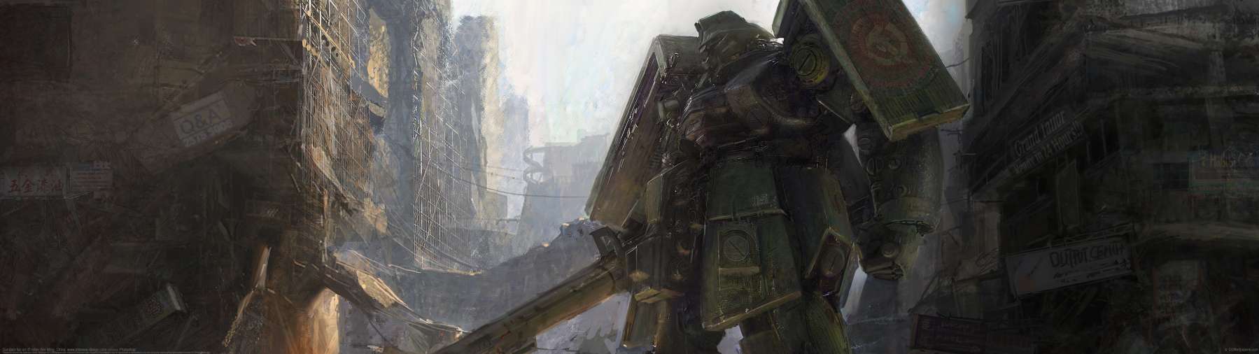 Gundam fan art ultrawide achtergrond