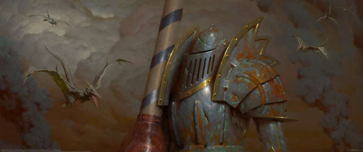 Knight with lance ultrawide achtergrond