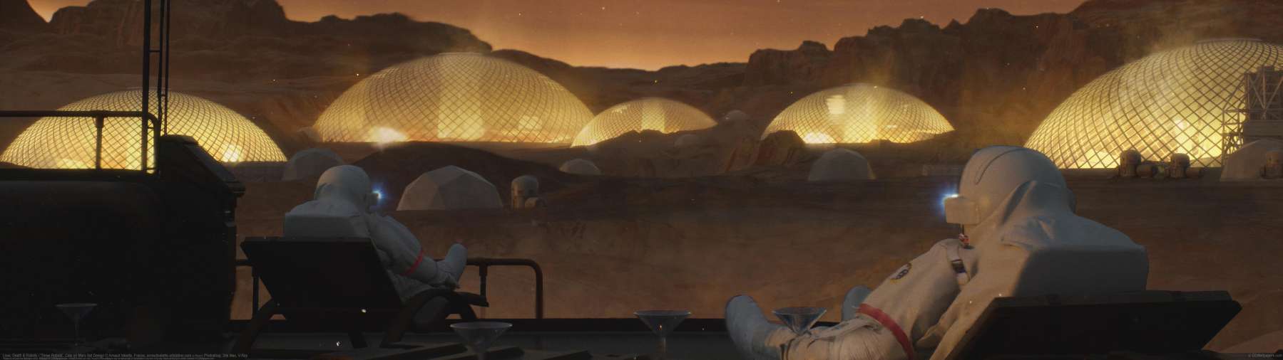 Love, Death & Robots - 'Three Robots', Cats on Mars Set Design ultrawide achtergrond