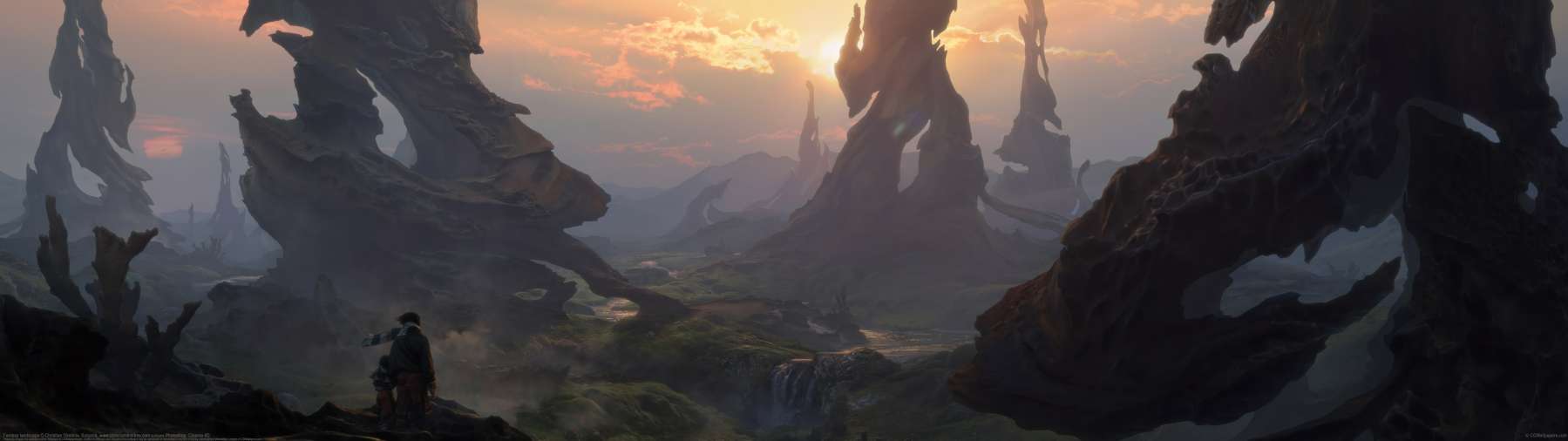 Fantasy landscape ultrawide achtergrond