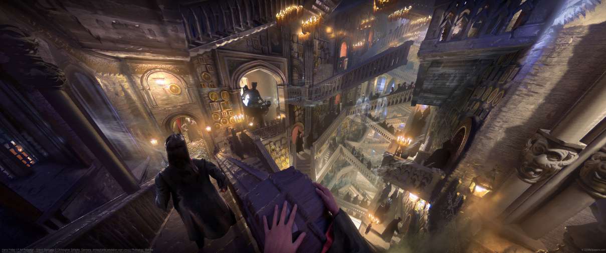 Harry Potter I.P Art Redesign - Grand Staircase ultrawide achtergrond