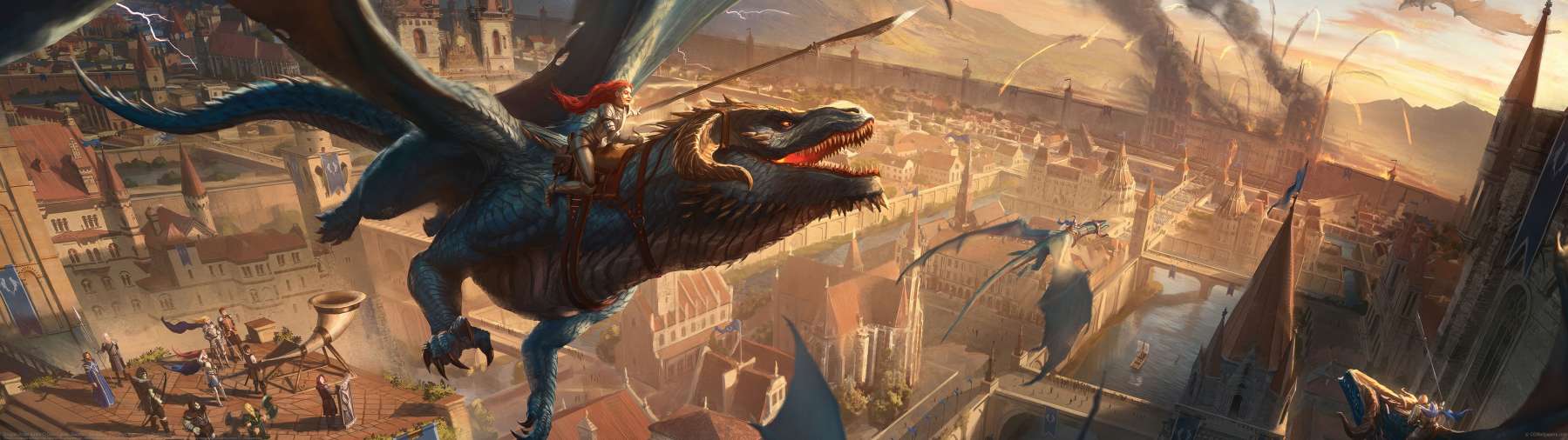 Dragon Rider Battle ultrawide achtergrond