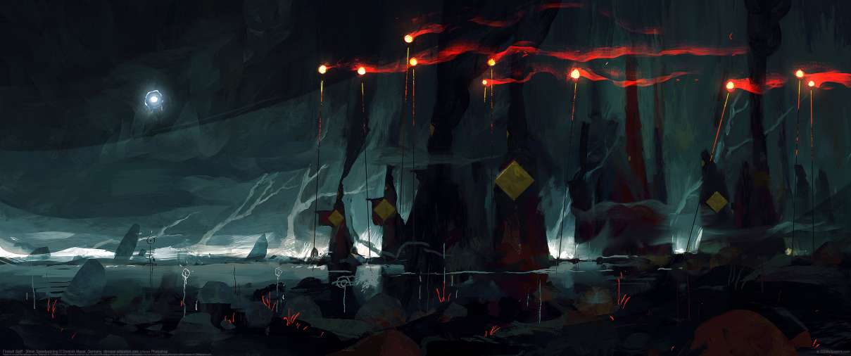 Fireball Staff - 30min Speedpainting ultrawide achtergrond