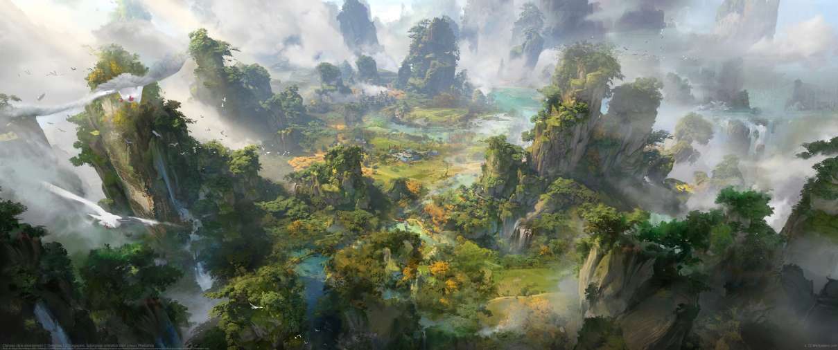 Chinese style environment ultrawide achtergrond