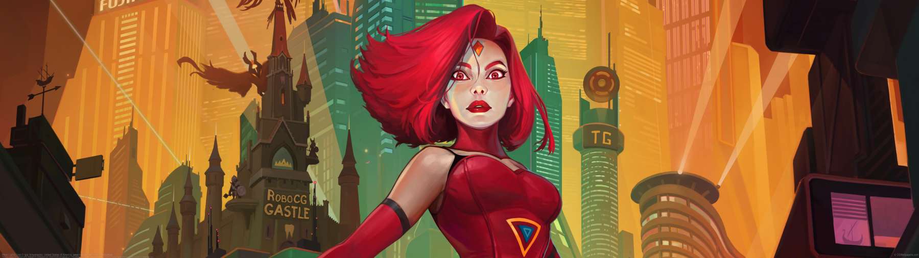 Neon Lights Lina ultrawide achtergrond