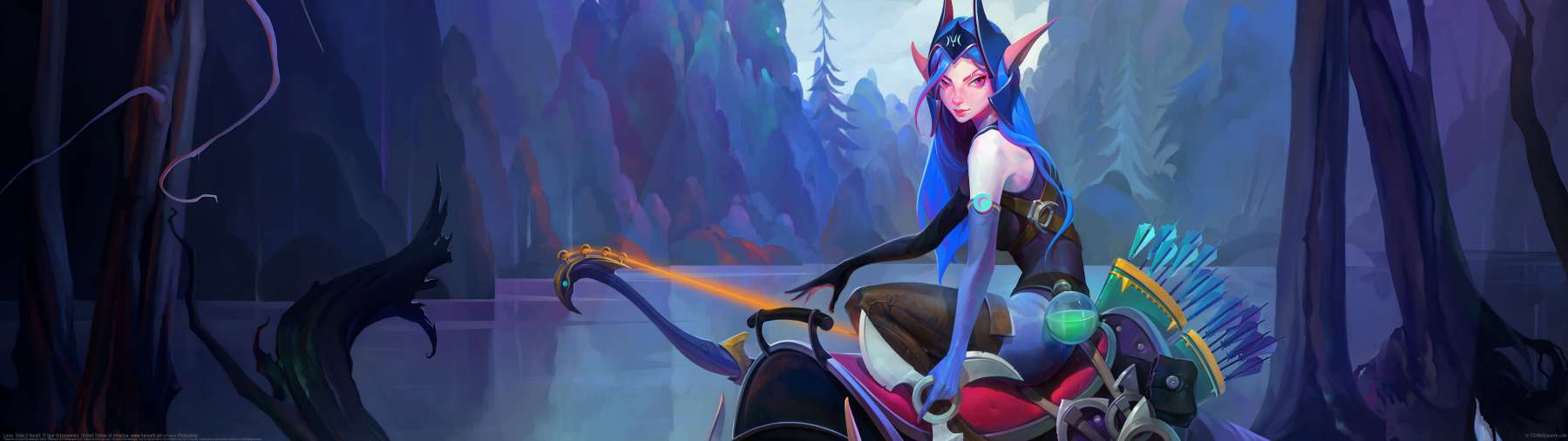 Luna. Dota 2 fanart. ultrawide achtergrond