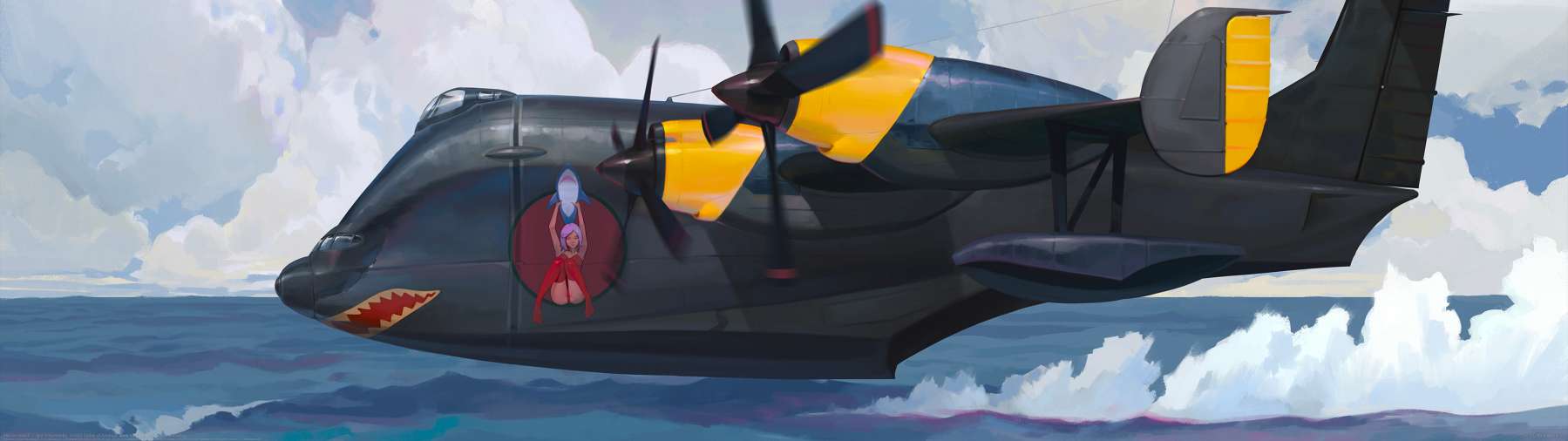 Marine sketch ultrawide achtergrond