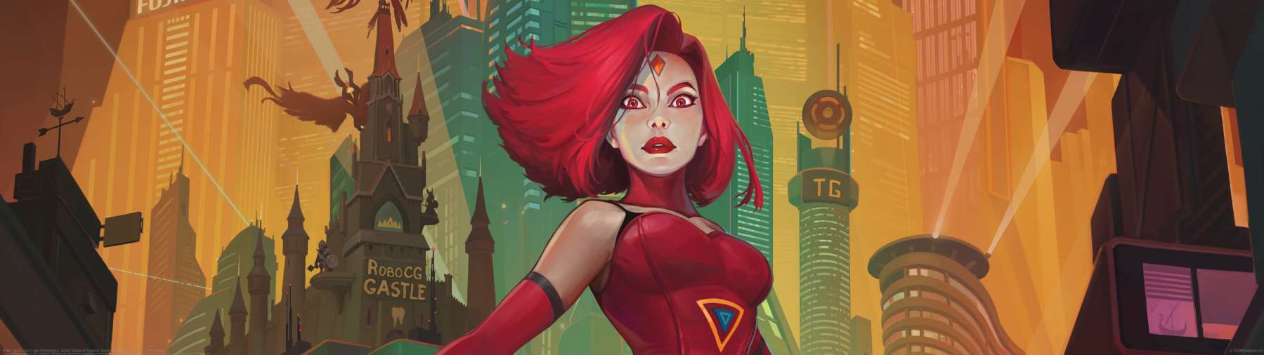 Neon Lights Lina ultrawide achtergrond