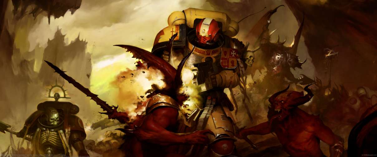 Imperial Fists vs Khorne Daemons ultrawide achtergrond