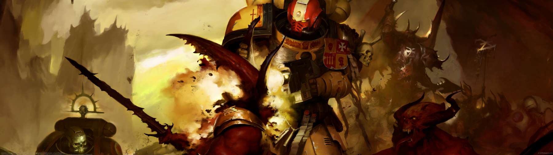 Imperial Fists vs Khorne Daemons ultrawide achtergrond