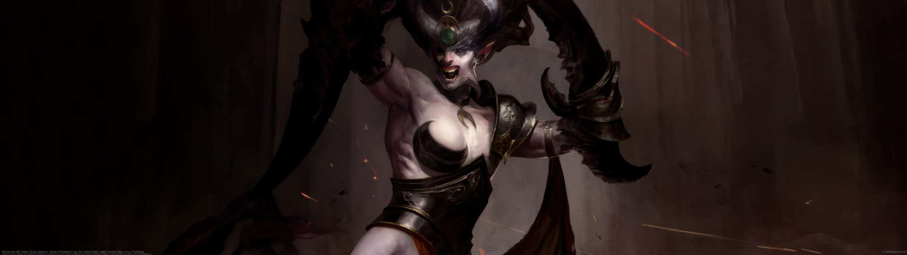 Warhammer 40k Codex: Chaos Daemons. Herald of Slaanesh ultrawide achtergrond