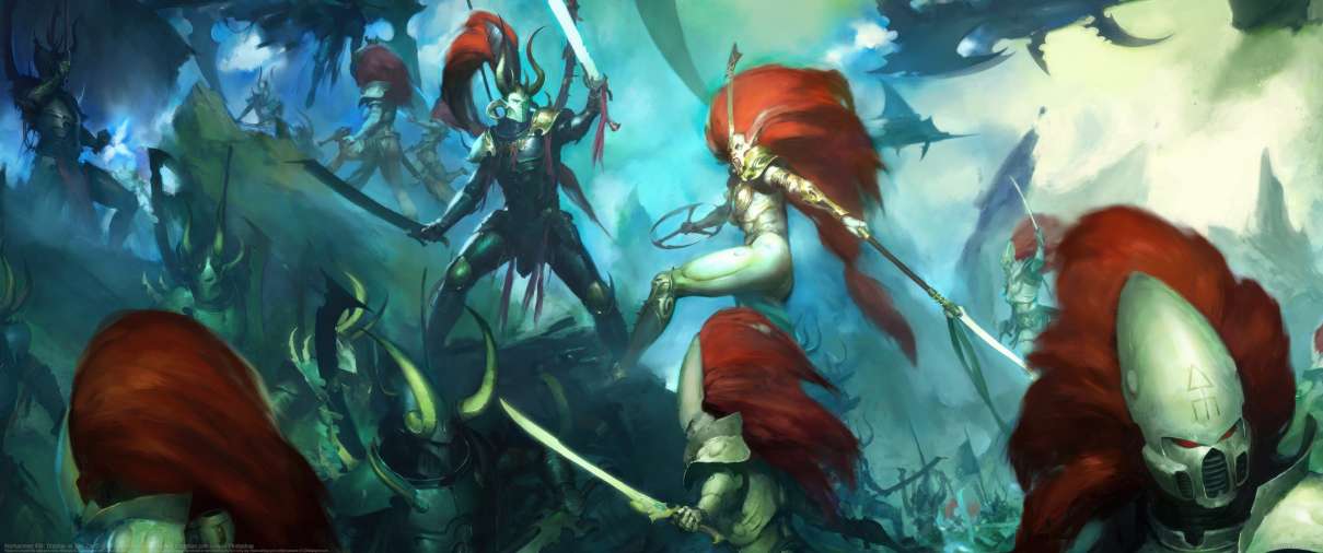 Warhammer 40k: Drazhar vs Jain Zar ultrawide achtergrond