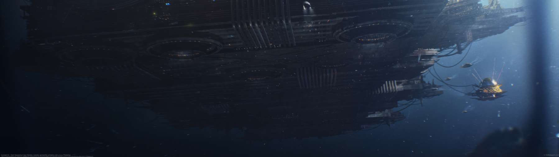 Concept Art - Giant Spaceship ultrawide achtergrond