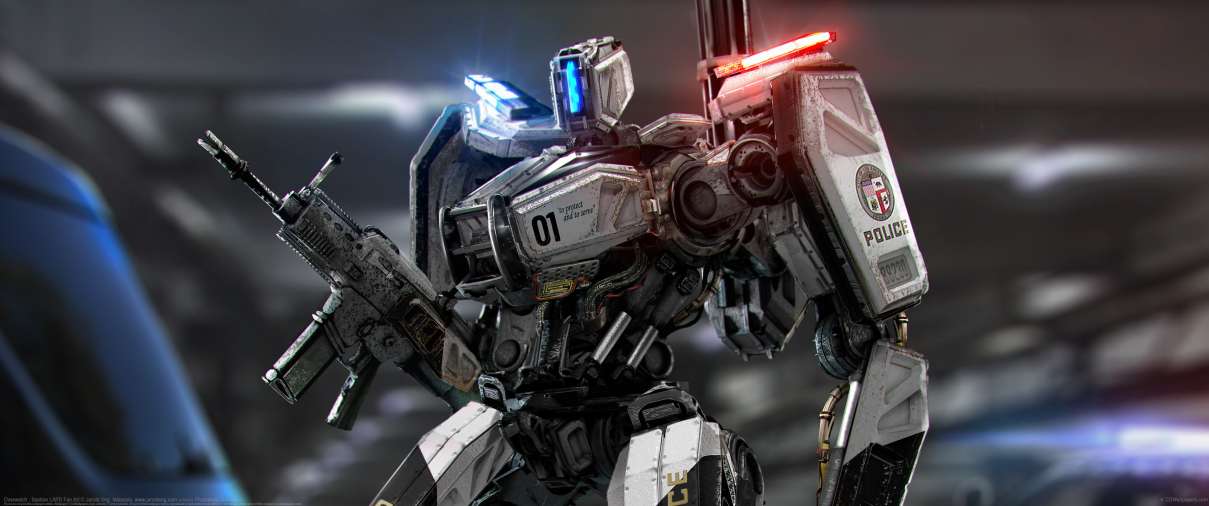 Overwatch : Bastion LAPD Fan Art ultrawide achtergrond