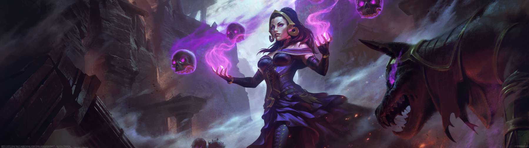 SMITE X MTG Liliana Vess ultrawide achtergrond