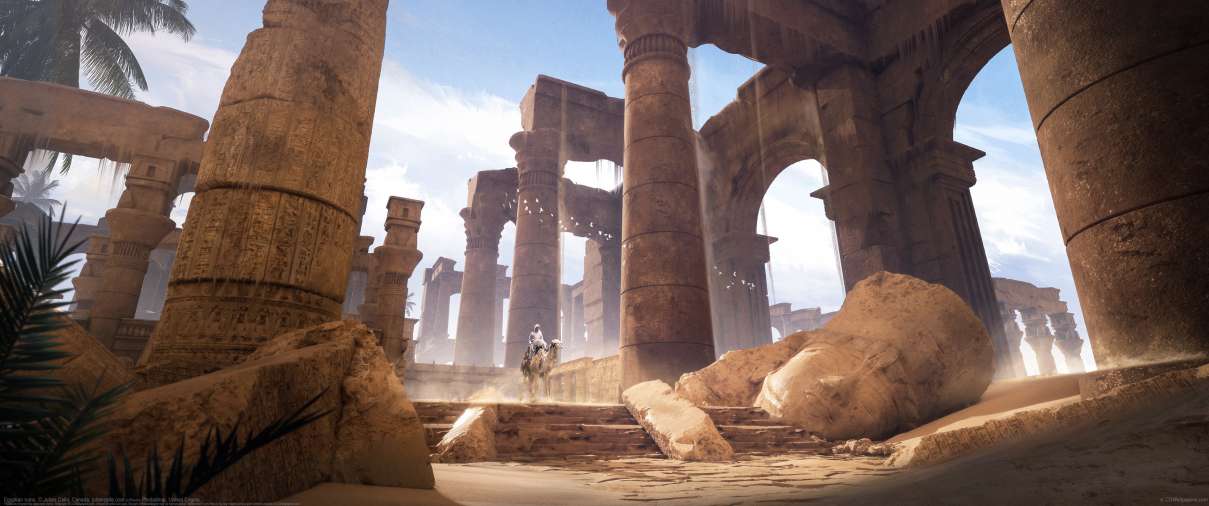 Egyptian ruins. ultrawide achtergrond