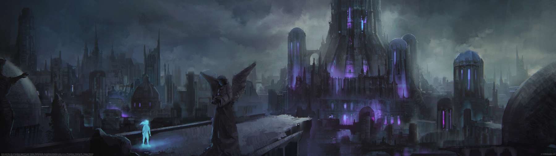 Zera and the city of endless night ultrawide achtergrond