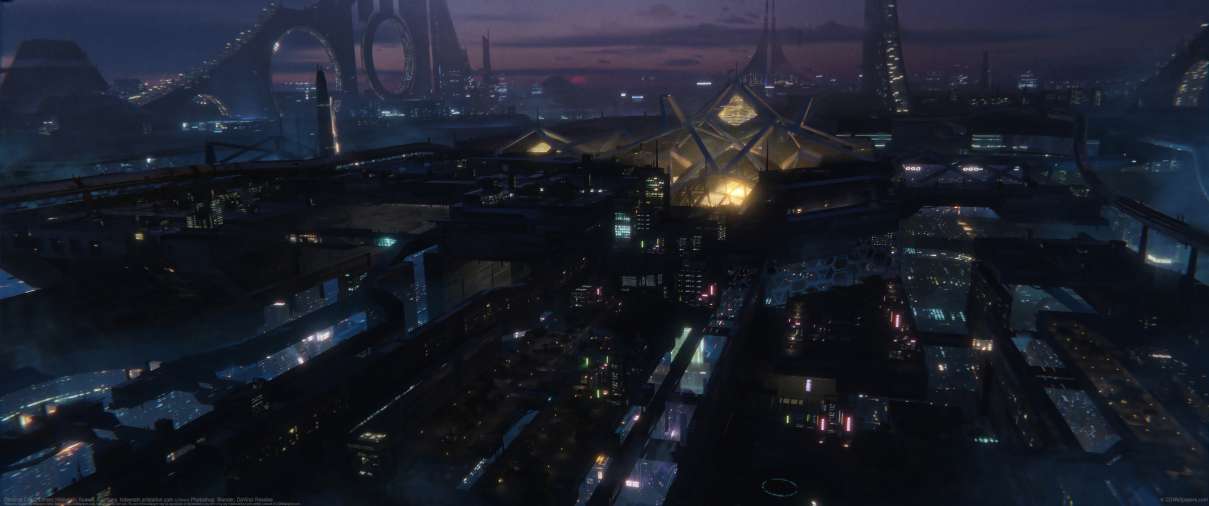 Omicron City ultrawide achtergrond