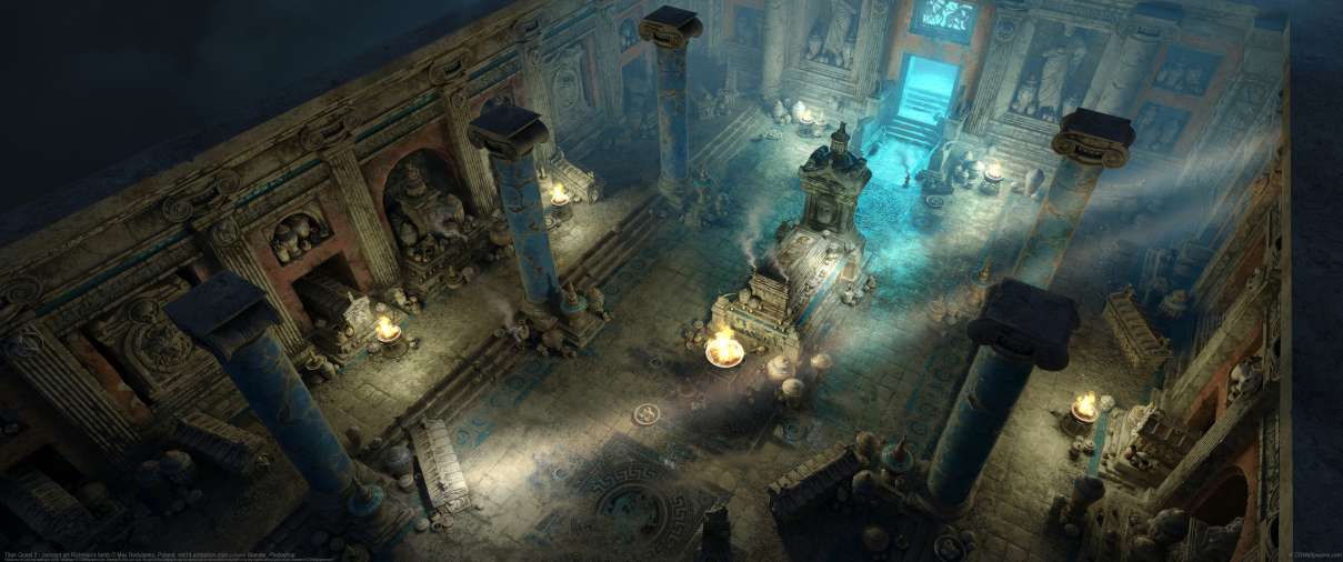 Titan Quest 2 - concept art Richman's tomb ultrawide achtergrond