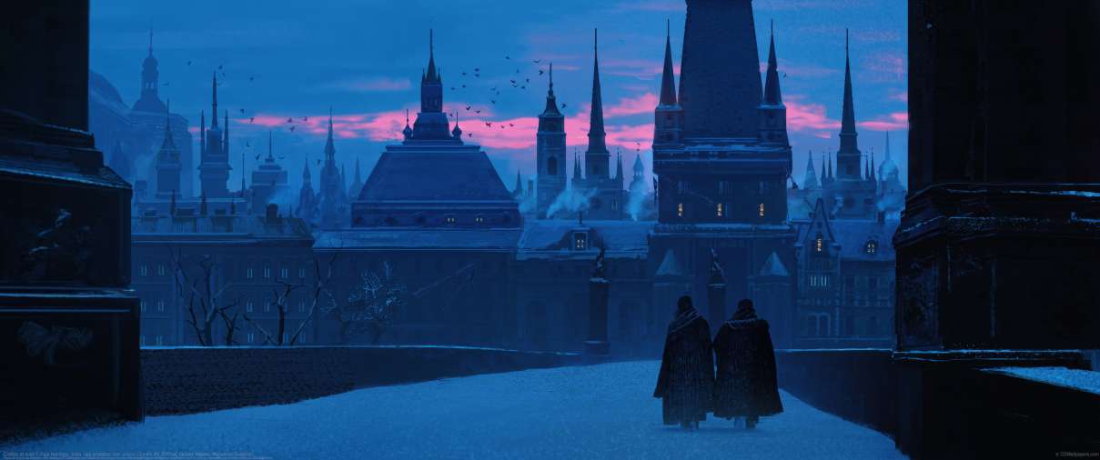 Castles at dusk ultrawide achtergrond