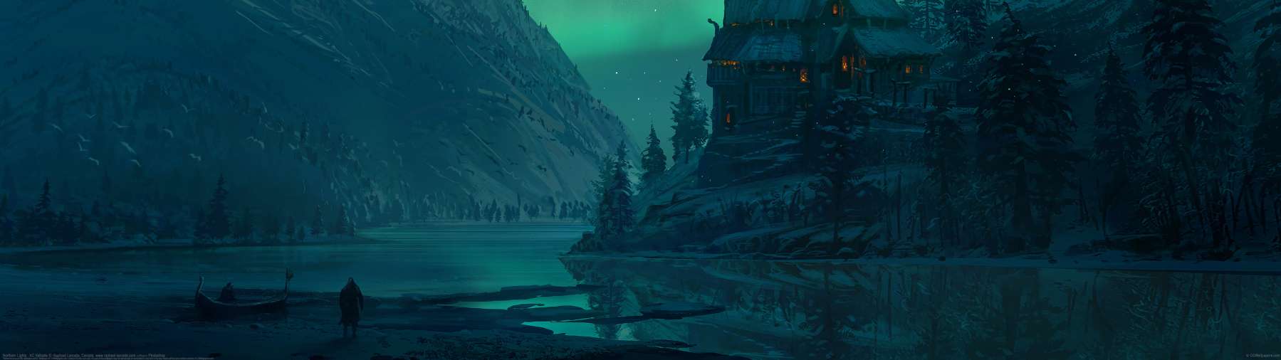 Northern Lights : AC Valhalla ultrawide achtergrond