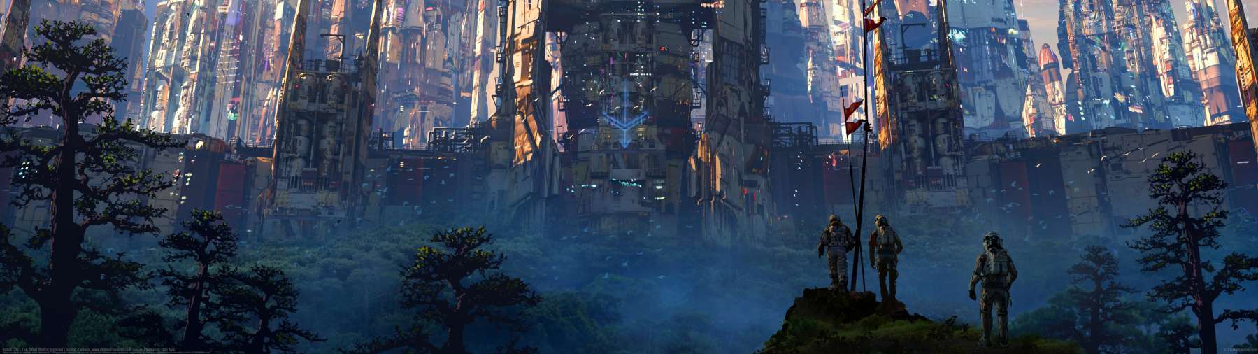 Robot City - The Great Wall ultrawide achtergrond