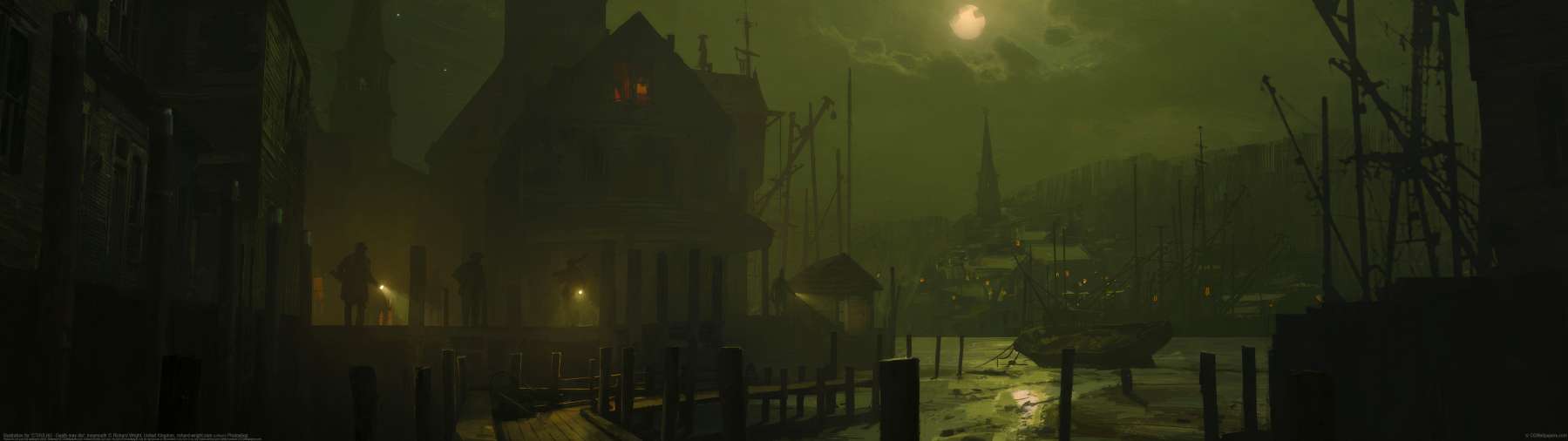 Illustration for 'CTHULHU - Death may die': Innsmouth ultrawide achtergrond