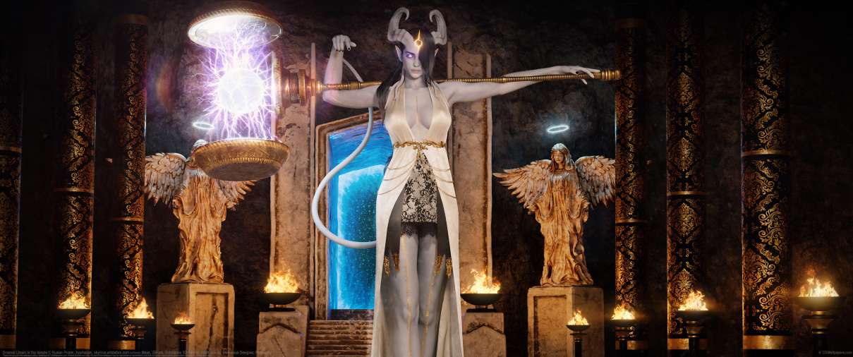 Draenei Limain In the temple ultrawide achtergrond
