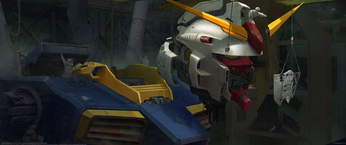 Gundam fanart ultrawide achtergrond