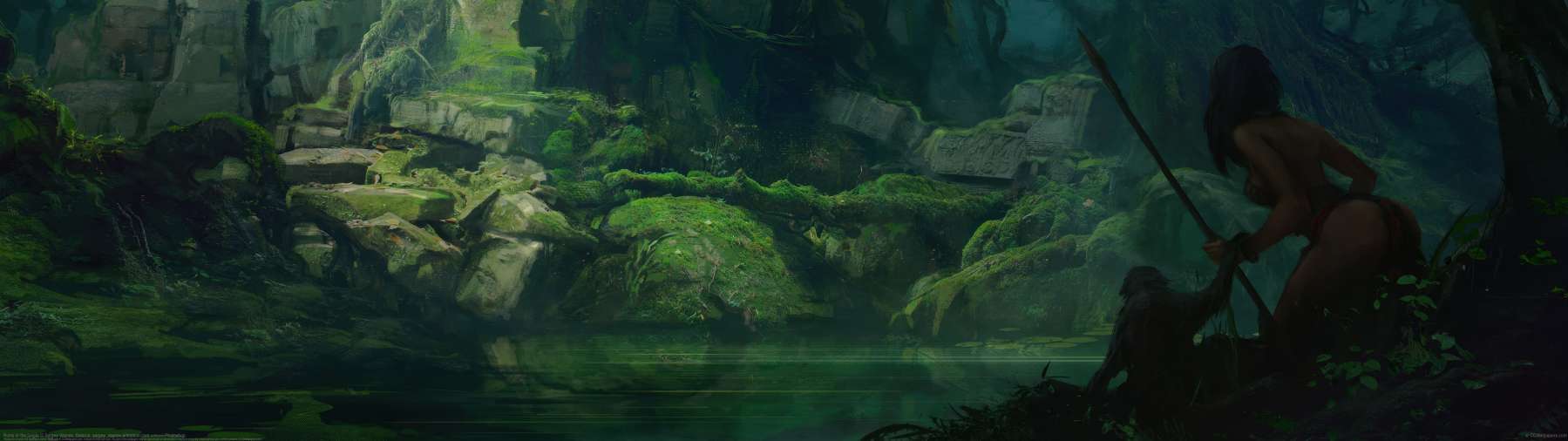 Ruins in the jungle ultrawide achtergrond