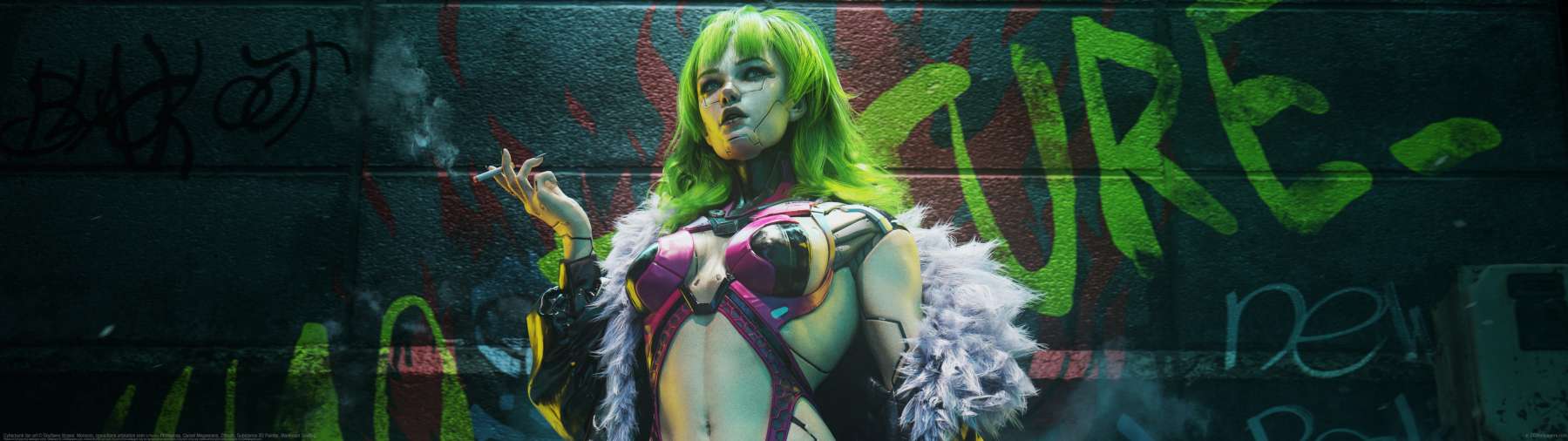 Cyberpunk fan art ultrawide achtergrond