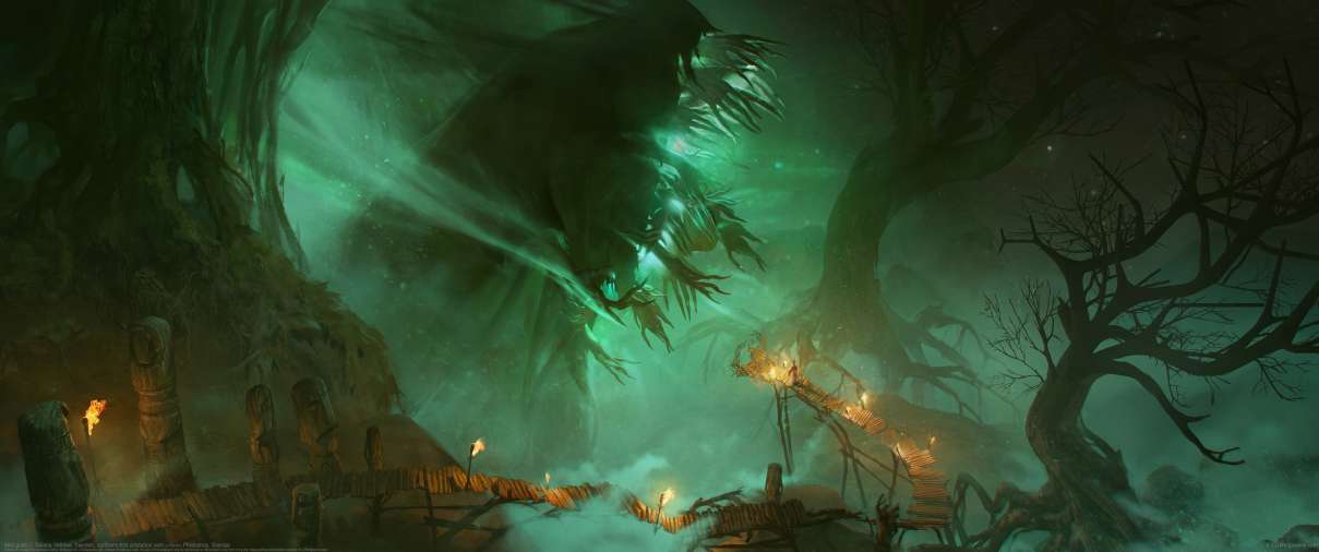 Mist gods ultrawide achtergrond