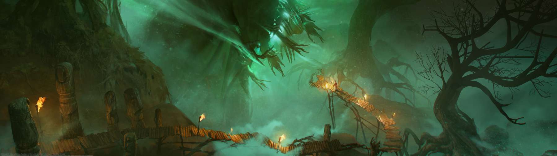 Mist gods ultrawide achtergrond