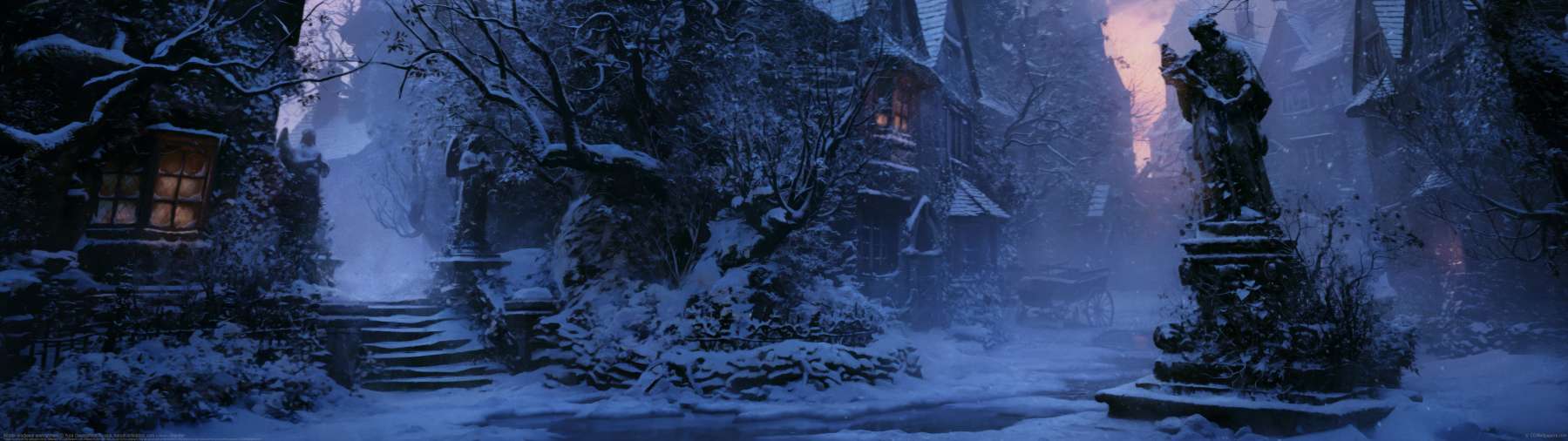 Winter medieval environment ultrawide achtergrond