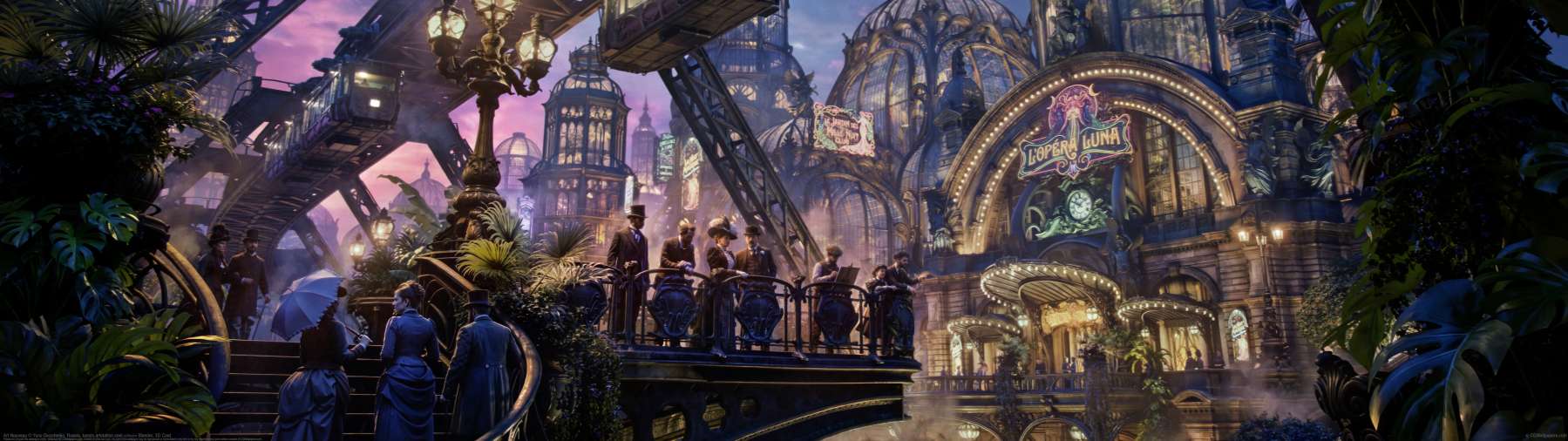 Art Nouveau ultrawide achtergrond