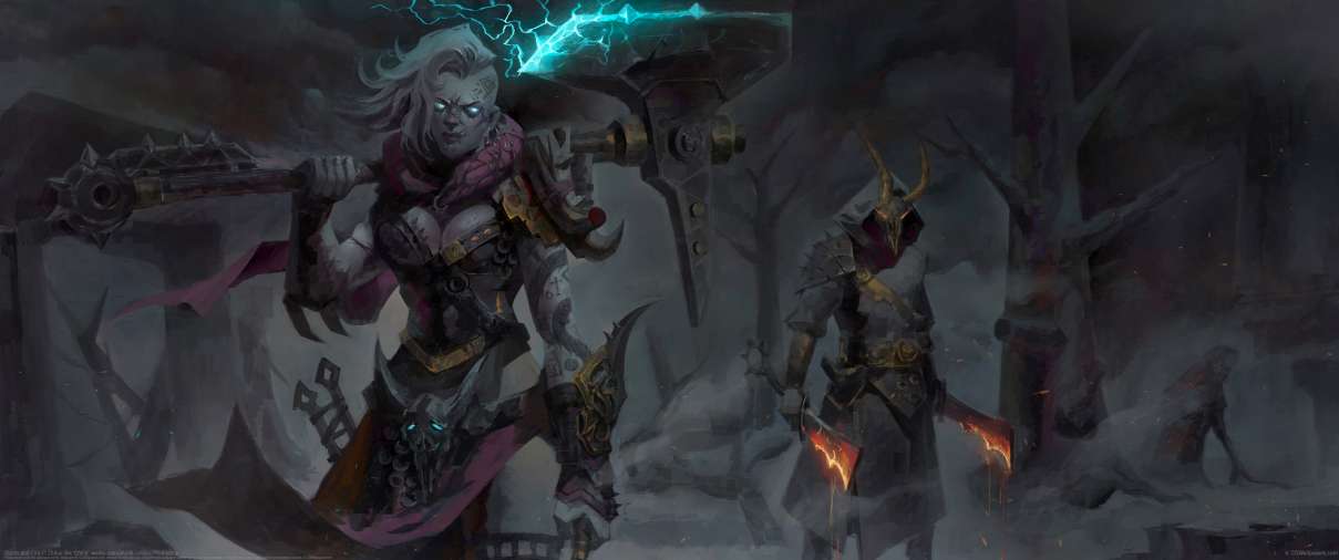 Storm and Fire ultrawide achtergrond