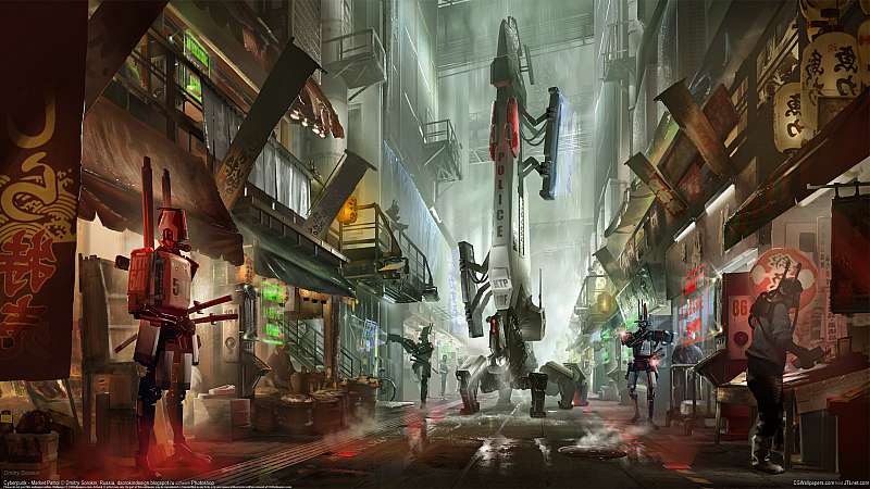 Cyberpunk - Market Patrol achtergrond
